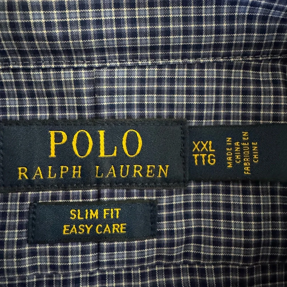 Polo Ralph Lauren Slim Fit Easy Care Blue Check Button Down Shirt Men’s XXL